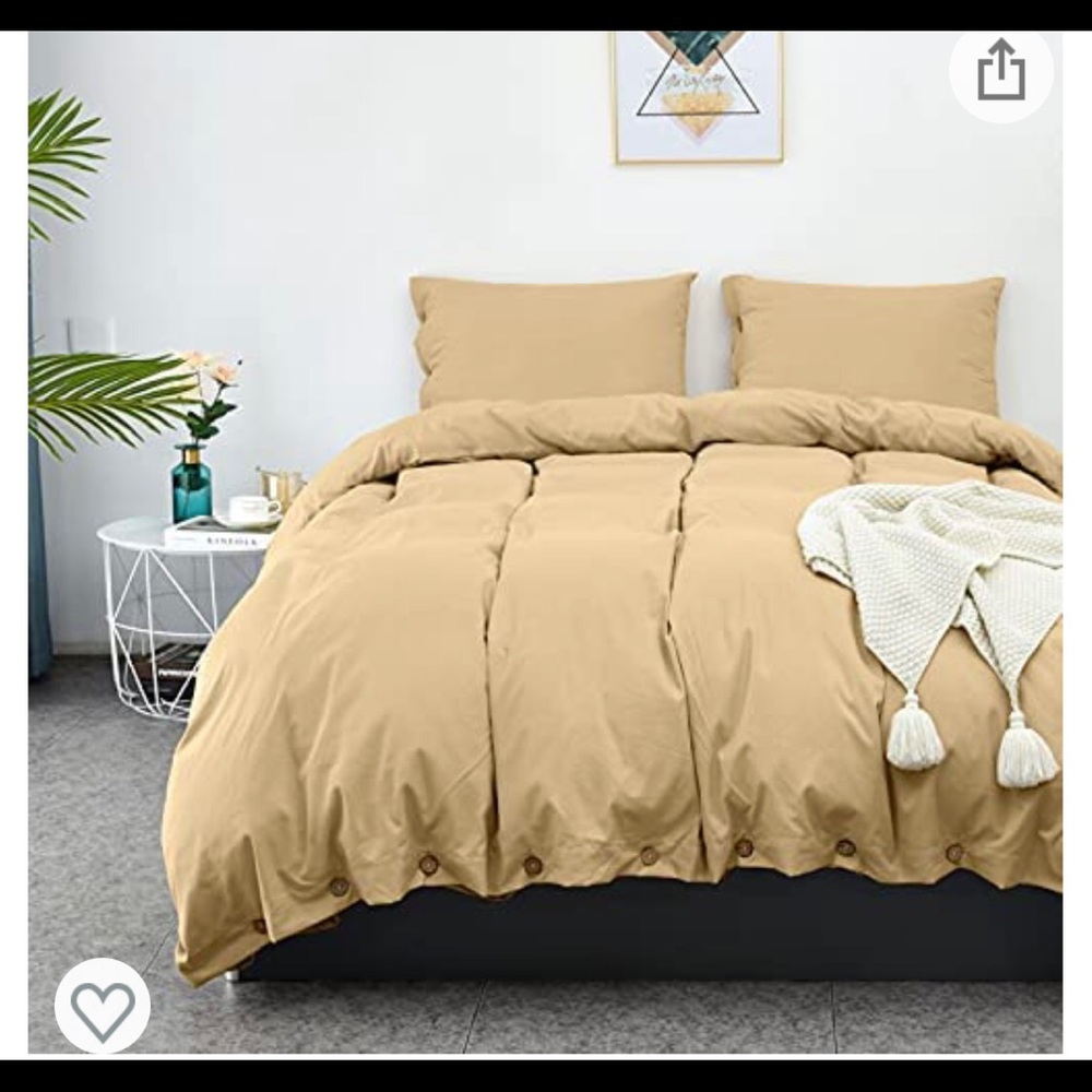 LHKIS Duvet Cover Queen, Camel Farmhouse Duvet Cover Set, Soft Microfiber